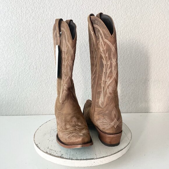 Lane LEXINGTON Womens Cowboy Boots Size 8.5 Brown Western Cowgirl Mid Calf Tall - Picture 11 of 11